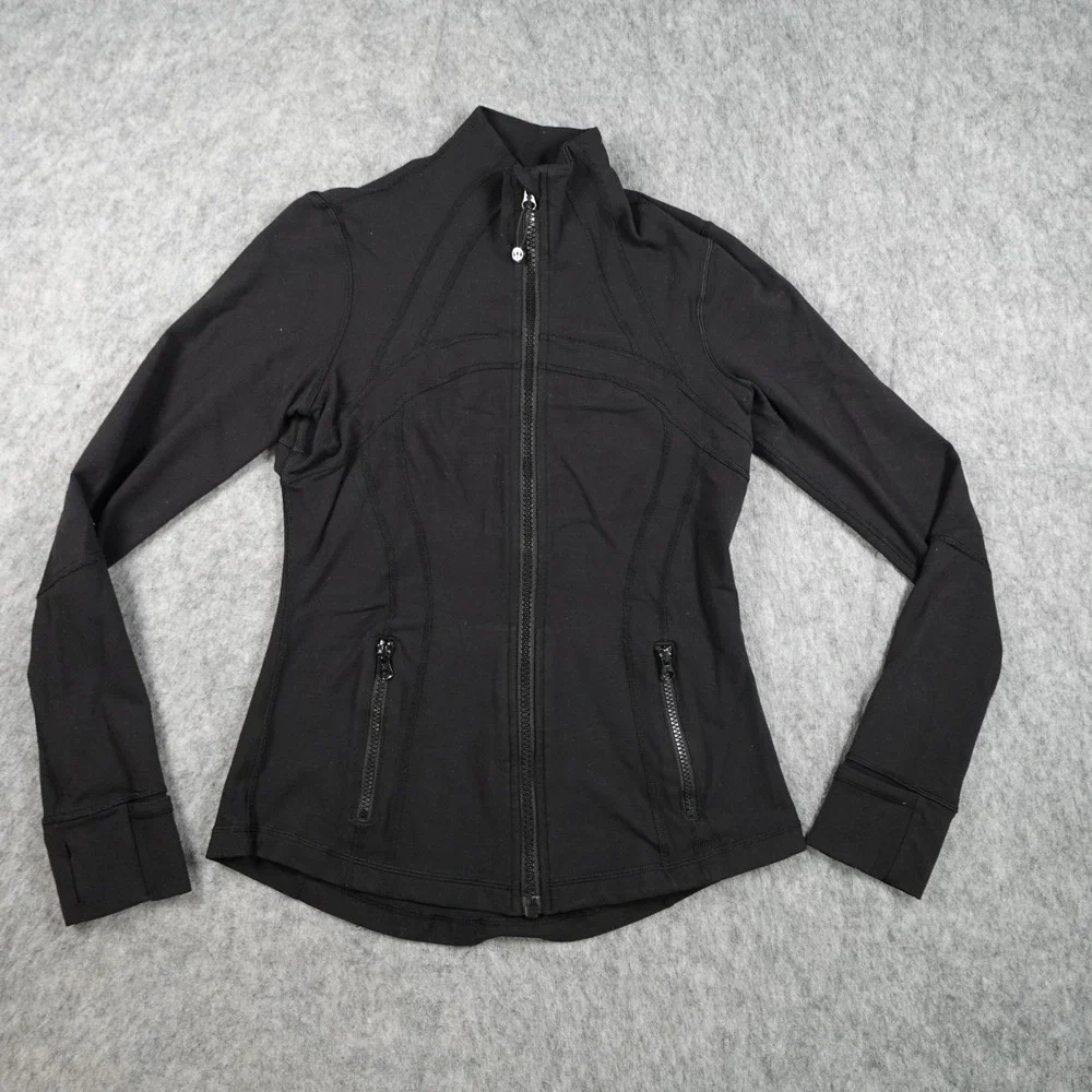 Lululemon Jacket Women 8‎ Black Define Full Zip Mock Neck Thumbholes Activewear